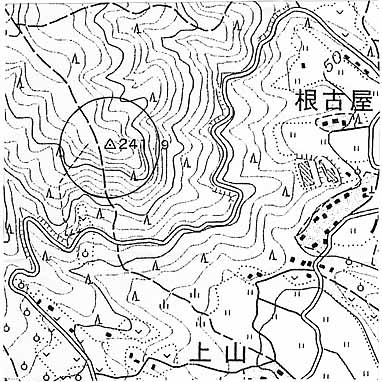猿壁城 地形図上の位置